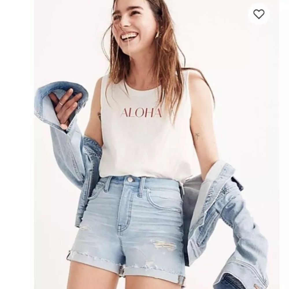 MADEWELL High-Rise Denim Shorts in Posey Wash
